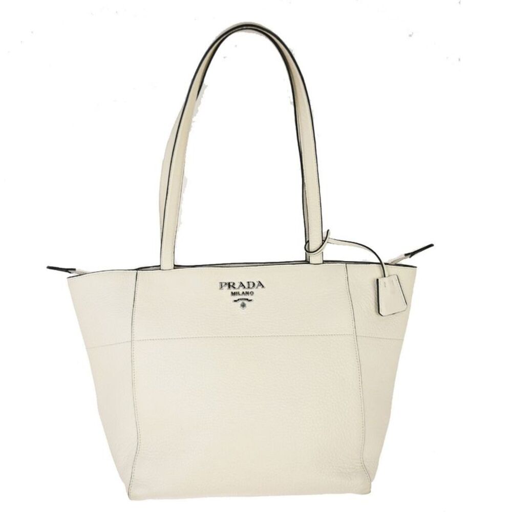 Prada Vintage Tote Leather White Leather Tote Bag Bag